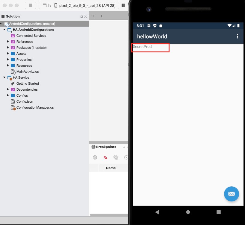 Mobile app picking a configuration value